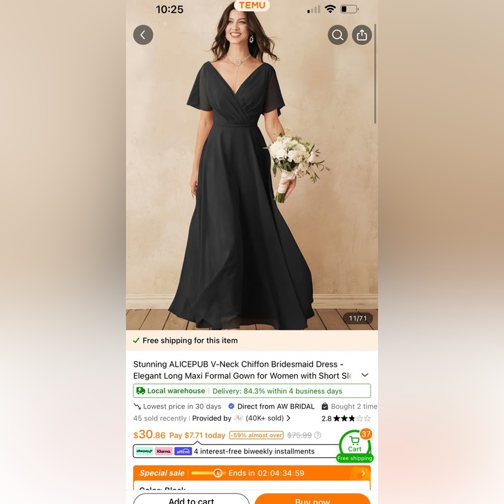 Black bridesmaids dress